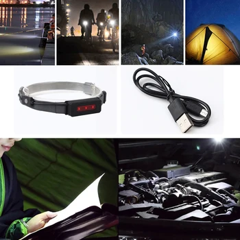 

170 Lumens 3 Levels USB Rechargeable Caving Waterproof Outdoor Camping Lightweight LED Headlamp Adjustable Brightness For Runner