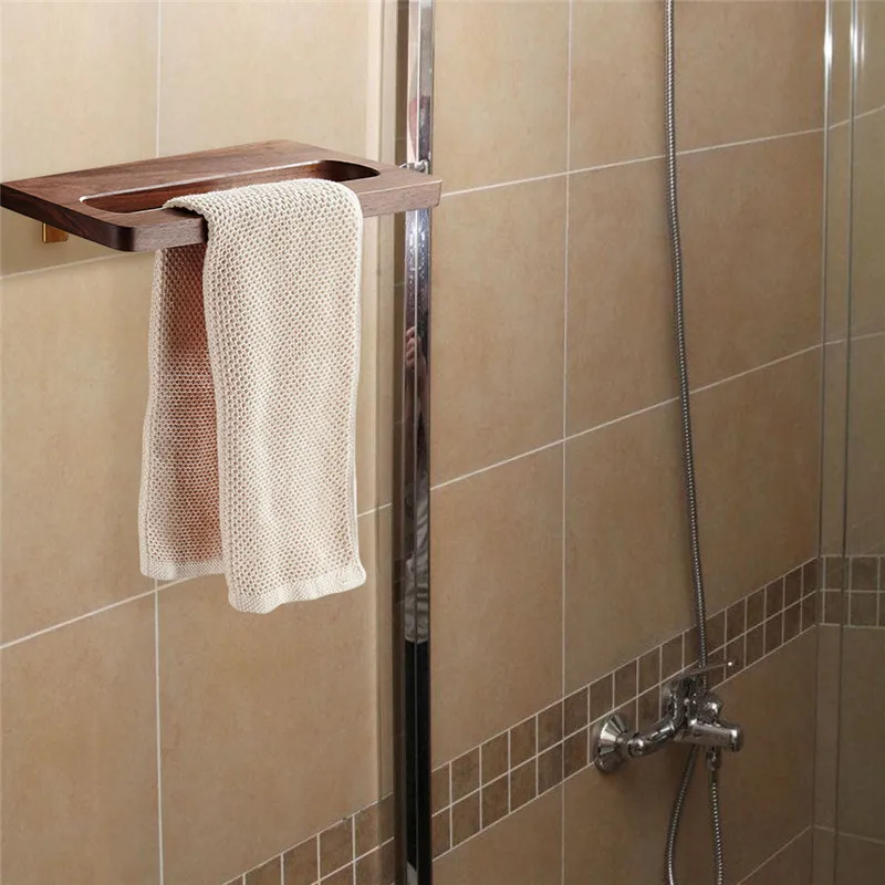 Hollow Wood Towel Rack Holder Bathroom Robe Racks Hanging Rod Wall Mounted Hanger Hand | Дом и сад