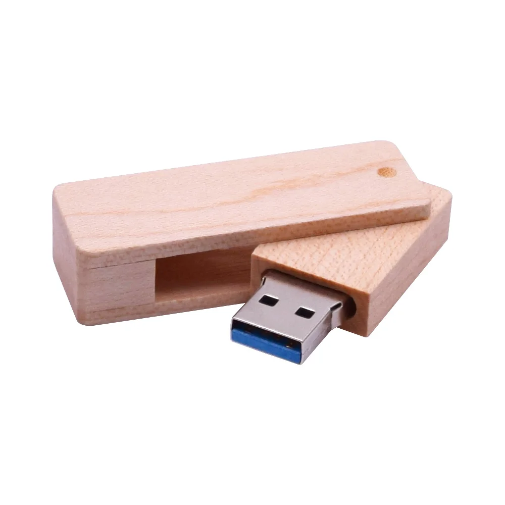 Пользовательский логотип деревянный вращающийся USB флеш-накопитель 64 ГБ 32 ГБ 16 ГБ флеш-накопитель 8 Гб USB 3,0 карта памяти фотография свадебный подарок - Цвет: Maple wood