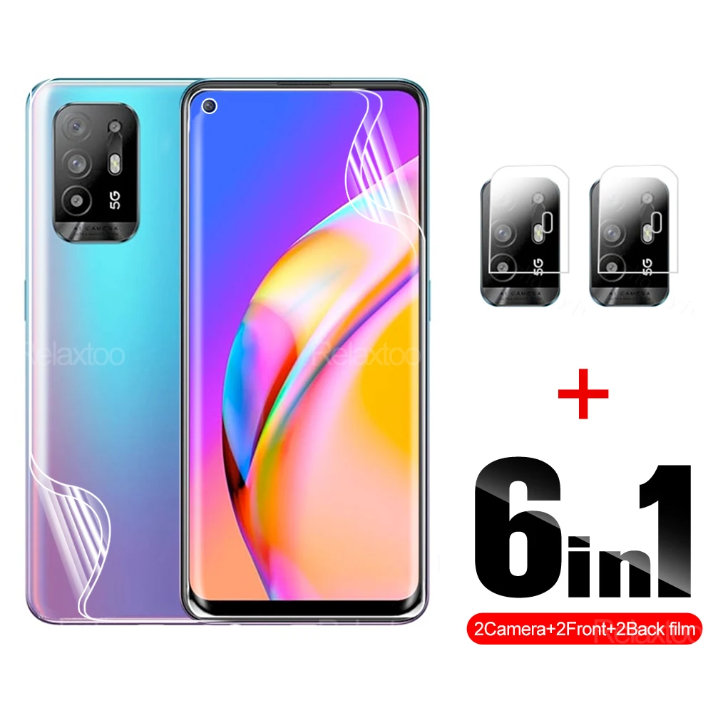 6IN1 Full cover Hydrogel Film For OPPO A94 A74 A54 A 5G 4G Lens Camera Screen Protector On the for opo a 94 74 54 0.3mm | Мобильные