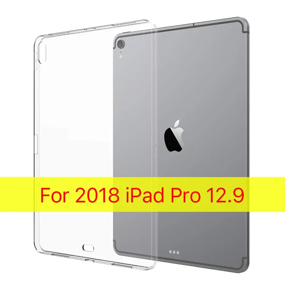 Чехол для, iPad Pro, 10,5, 12,9, 9,7 дюймов, клавиатура, умный чехол, мягкий ТПУ, прозрачный, тонкий, подходит для задней панели, подходит для клавиатуры Bluetooth - Цвет: for 12.9 clear 2018