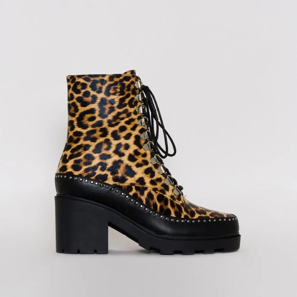 

Women Boots High Heels Boots-women Women's Low Shoes Luxury Designer Lace Up Rivets Round Toe Winter Footwear Clogs Platform
