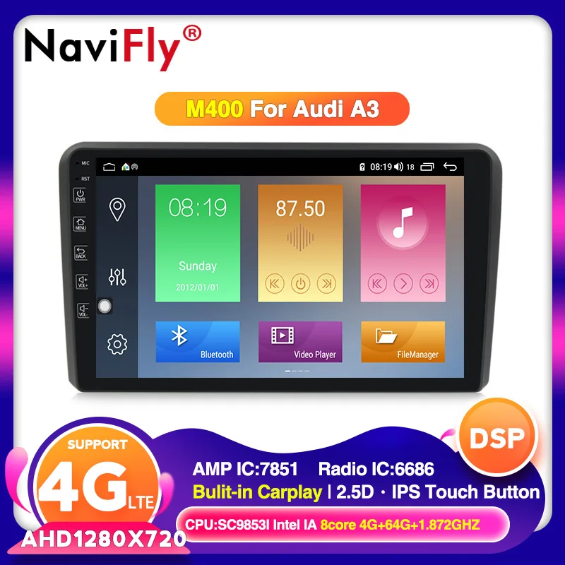 Ips экран 4G 64G Android 10 автомобильный dvd-плеер для Audi A3 8P 2003-2012 S3 2006-2012 RS3 Sportback 2011 с gps навигацией DSP BT - Цвет: M400