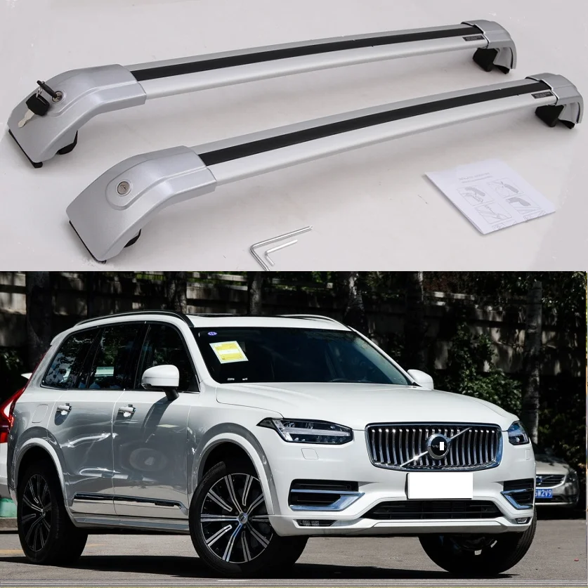 Новинка серебристый багажник для Volvo XC90 2015 2016 2017 2018 2019 2020 на крышу рейка
