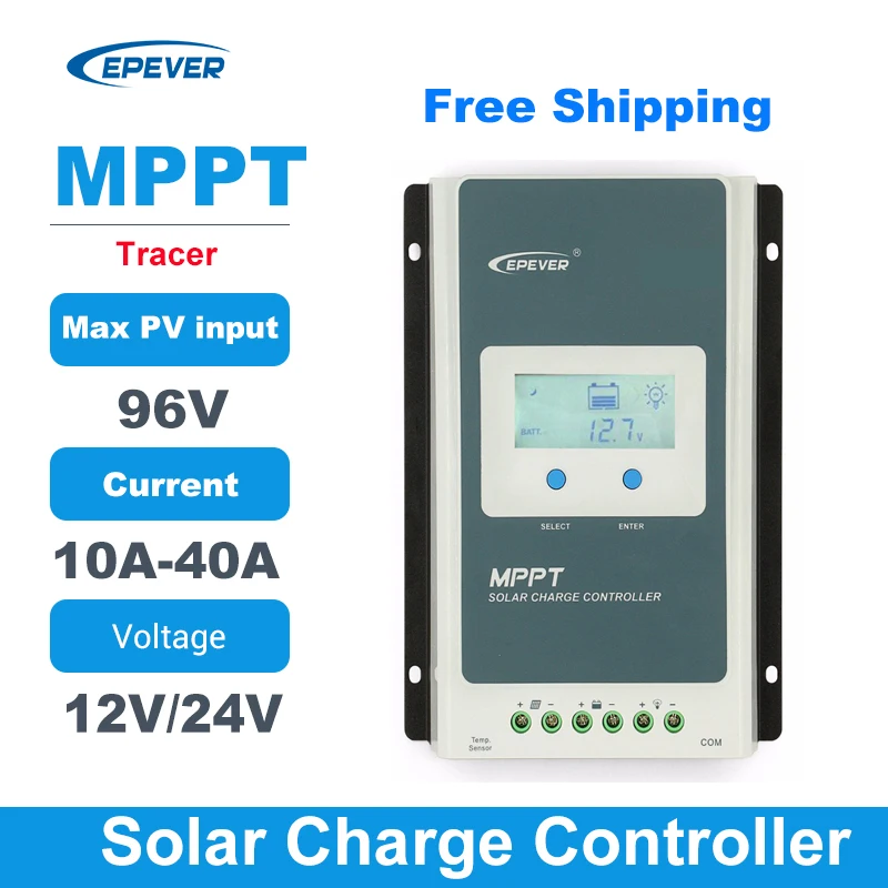 Epever MPPT 10A 20A 30A 40A Traner Solar Charge Controller 12V/24V Auto Panel Battery System Regulator With Big LCD | Обустройство
