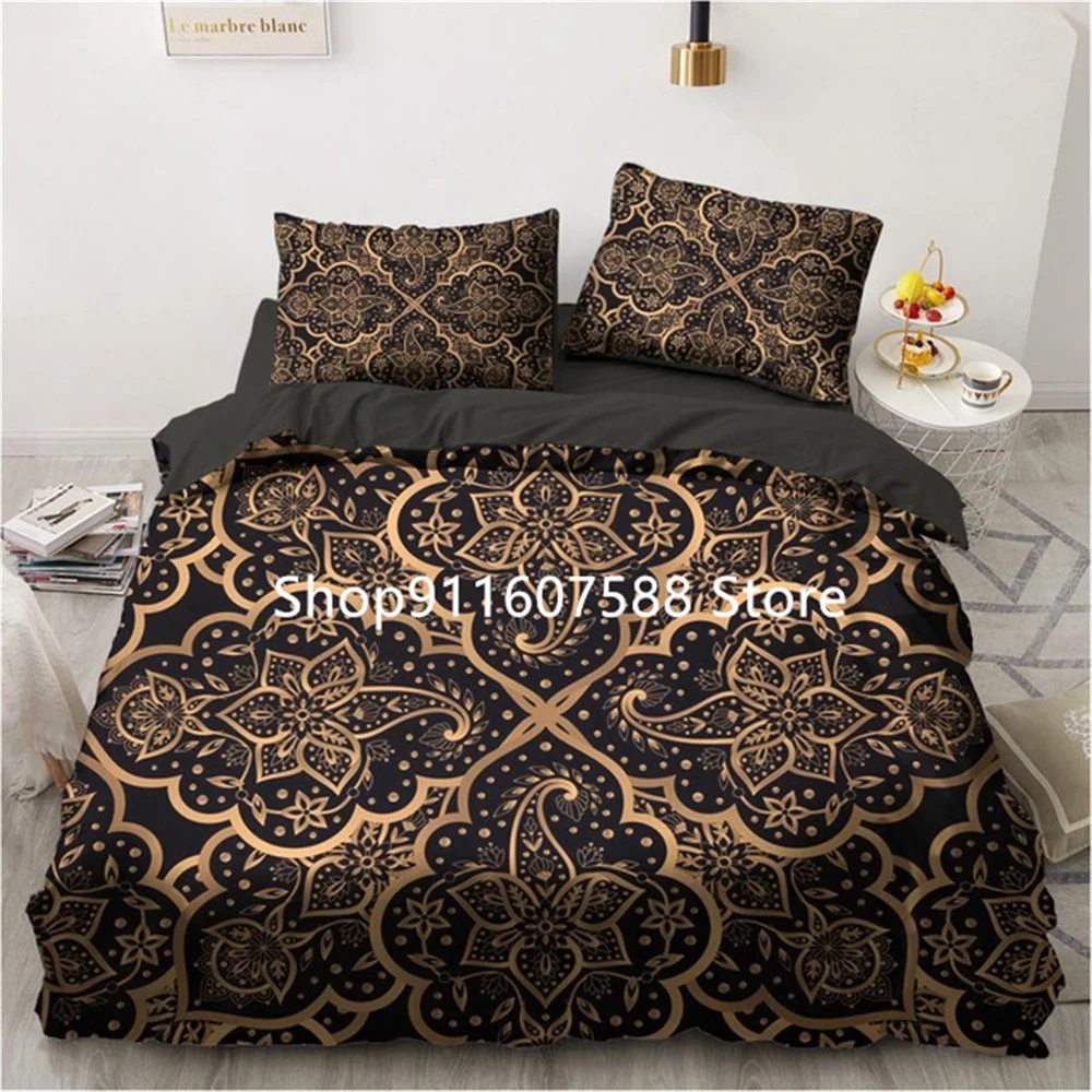 Black Gold Bedding Set Luxury Duvet Cover Sets 3d Moon Dream Catcher Comforter Cover Set Cute Bed Set For Adult