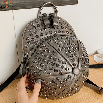 

DORANMI Rivet Women's Backpack 2020 Hat Shape Female Rucksacks Quality Small Schoolbag Book Bag Quality Back Mochila BB589