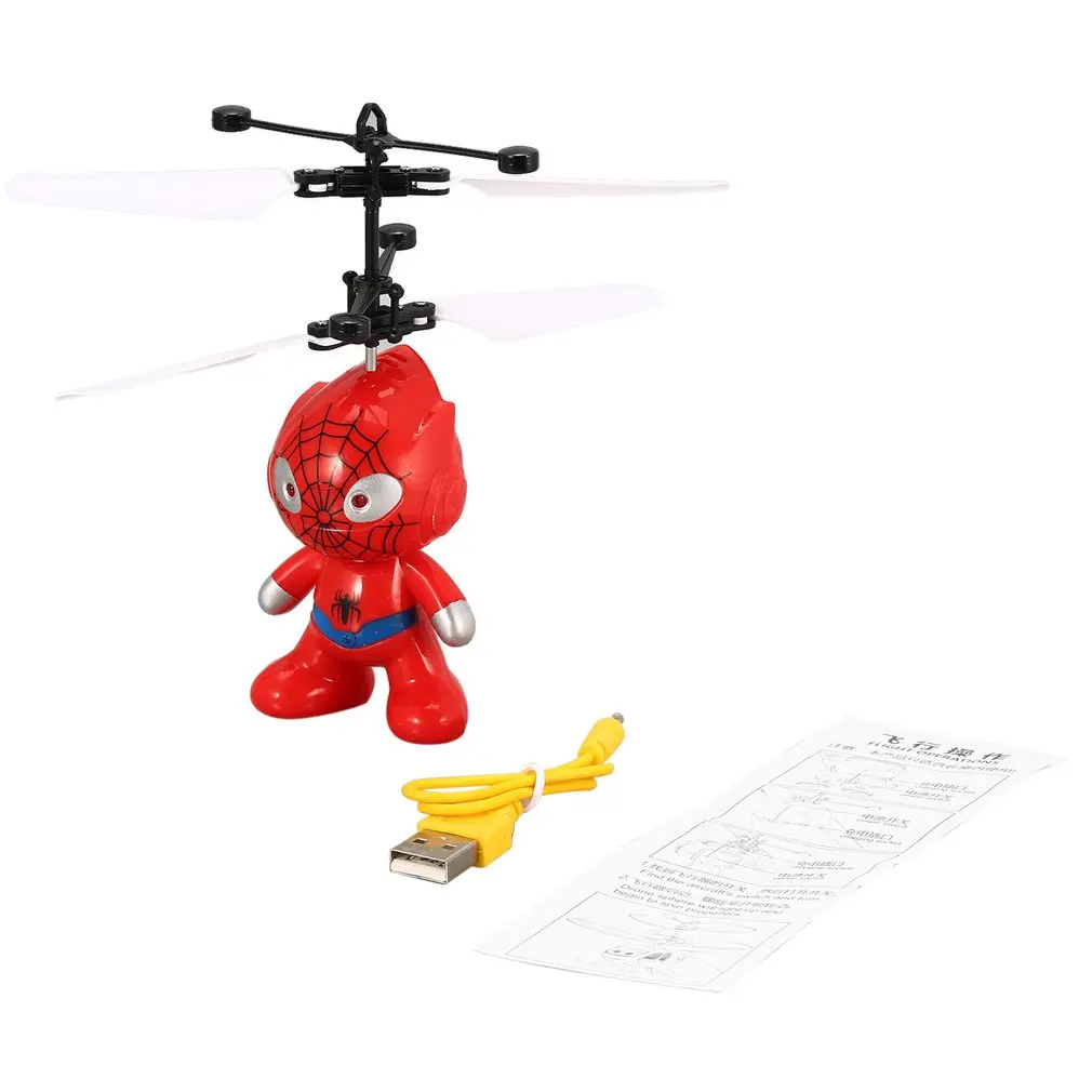 

Flying Cartoon Robot Induction Aircraft Sensing Control Light-Up USB Helicopter Electronic Airplane Toy Kid Children Gifts