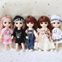 BJD – Mini poupée articulée, 16cm, 13 pcs, 3D, bébé, grands yeux, beau jouet DIY avec vêtements, poupée habillée, à la mode, nouveauté, 1/12