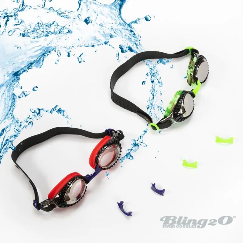 Bling2o-Terrain транспортные средства для мальчиков плавательные противотуманные очки без утечек Нескользящая УФ-защита с жестким чехлом для путешествий плавательные очки