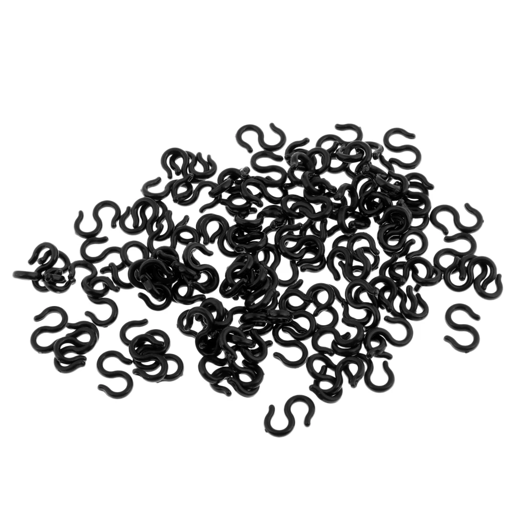 100pcs Black S-Hook Clips Shift Cable Brake Gear Cable Housing Holder Guide