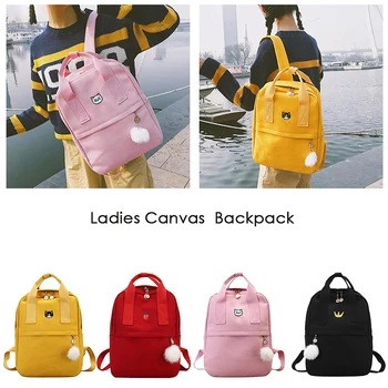 

Backpack for School Teenagers Girl Vintage Stylish School Bag Ladies Canvas Fabric Backpack Female Bookbag Softback Polyester
