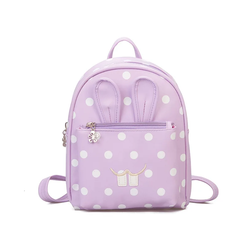 Детский 3D рюкзак в горошек с кроликом для девочек; mochilas escolares infantis; детские школьные сумки; милый ранец; школьные рюкзаки; детская сумка - Цвет: lavendef