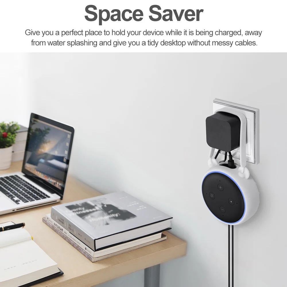 Wall Mount Holder Silicone Outlet Hanger for Amazon Echo Dot 3rd Speakers Gen Space Saver Charging Holder without Messy Cables