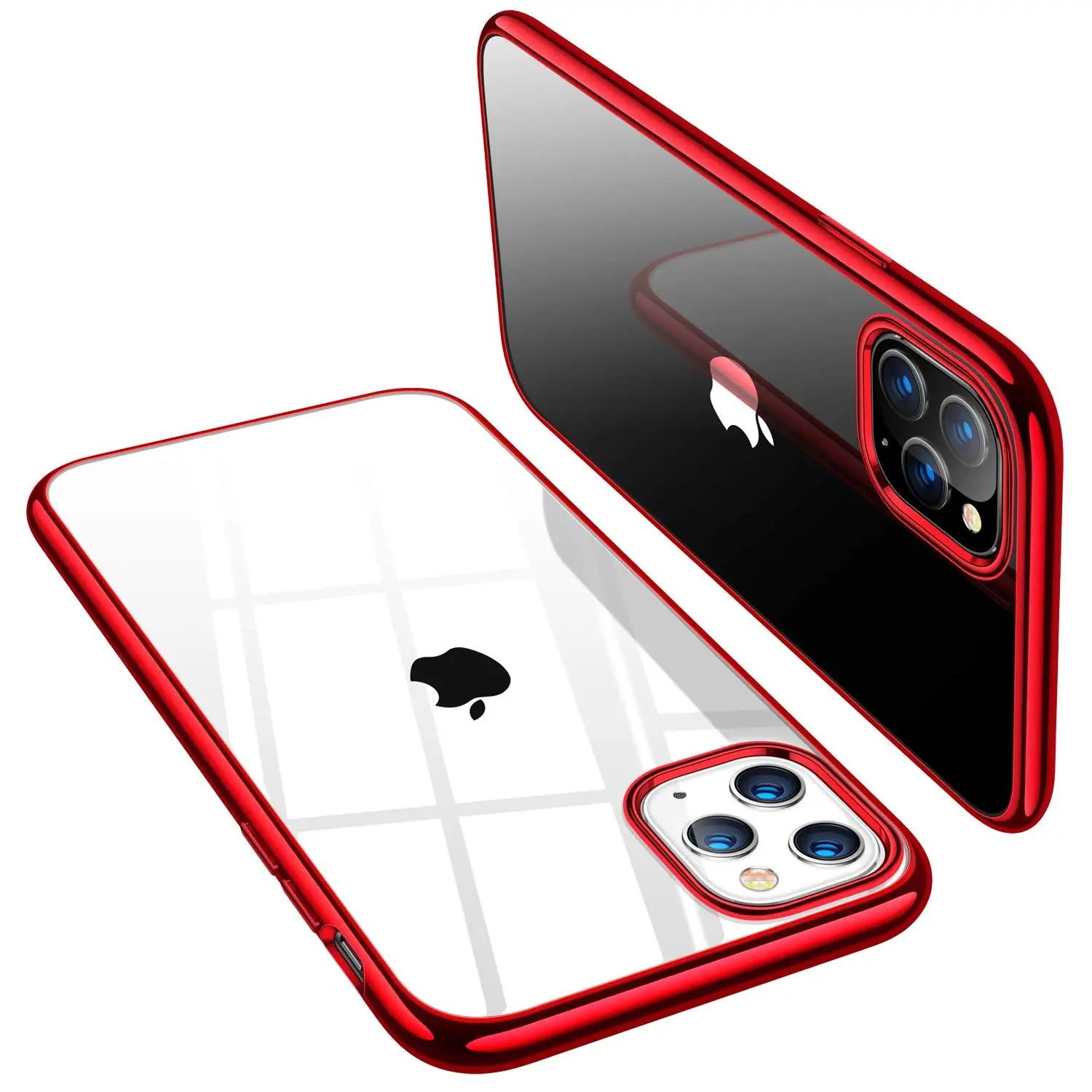 Чехлы для iPhone 11 Pro Max Xs XR, ультра тонкий Тонкий прозрачный мягкий Премиум гибкий хромированный бампер прозрачный ТПУ задняя крышка - Цвет: Красный