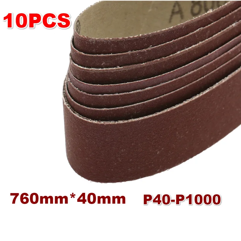 10Pieces40x760mmAbrasiveSandingBeltsP401000CoarseToFine