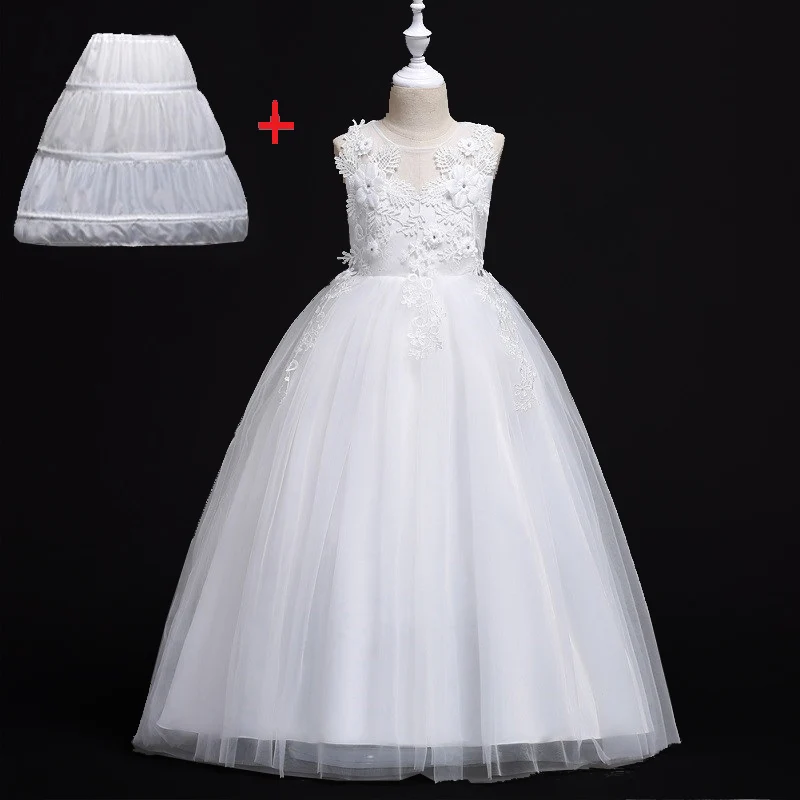 Wedding Party Dress for Girls Lace First feast princess Long Dress New Exchange Dress Ball Beauty Sexy Shoulder Dress - Цвет: as pictures