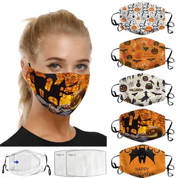 

Adults Washable Halloween Funny Expression Prints Mask Filter Can Be Placed Breathable Face Mask Washable Mouth Mask Reusable M