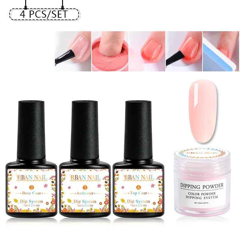 ZH03228 4 шт./компл. погружения Системы набор для ногтей Nail Art порошок погружения с Dip база активатор вставка из жидкого геля для ногтей Цвет натуральный сухой без лампа для лечения Ногтей - Цвет: ZH03228