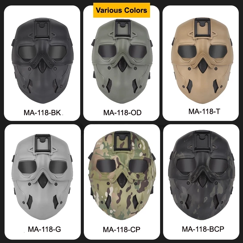 Multi-Function Tactical Full Face Wild Mask with Night Vision Compatibility for Cosplay and Party Props
