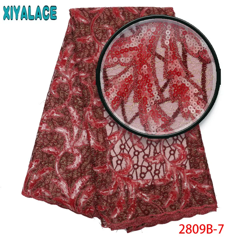 Африканская кружевная ткань, высококачественные шнурки из органзы с блестками, нигерийские французские сетчатые кружевные ткани для свадебных платьев KS2809B-3
