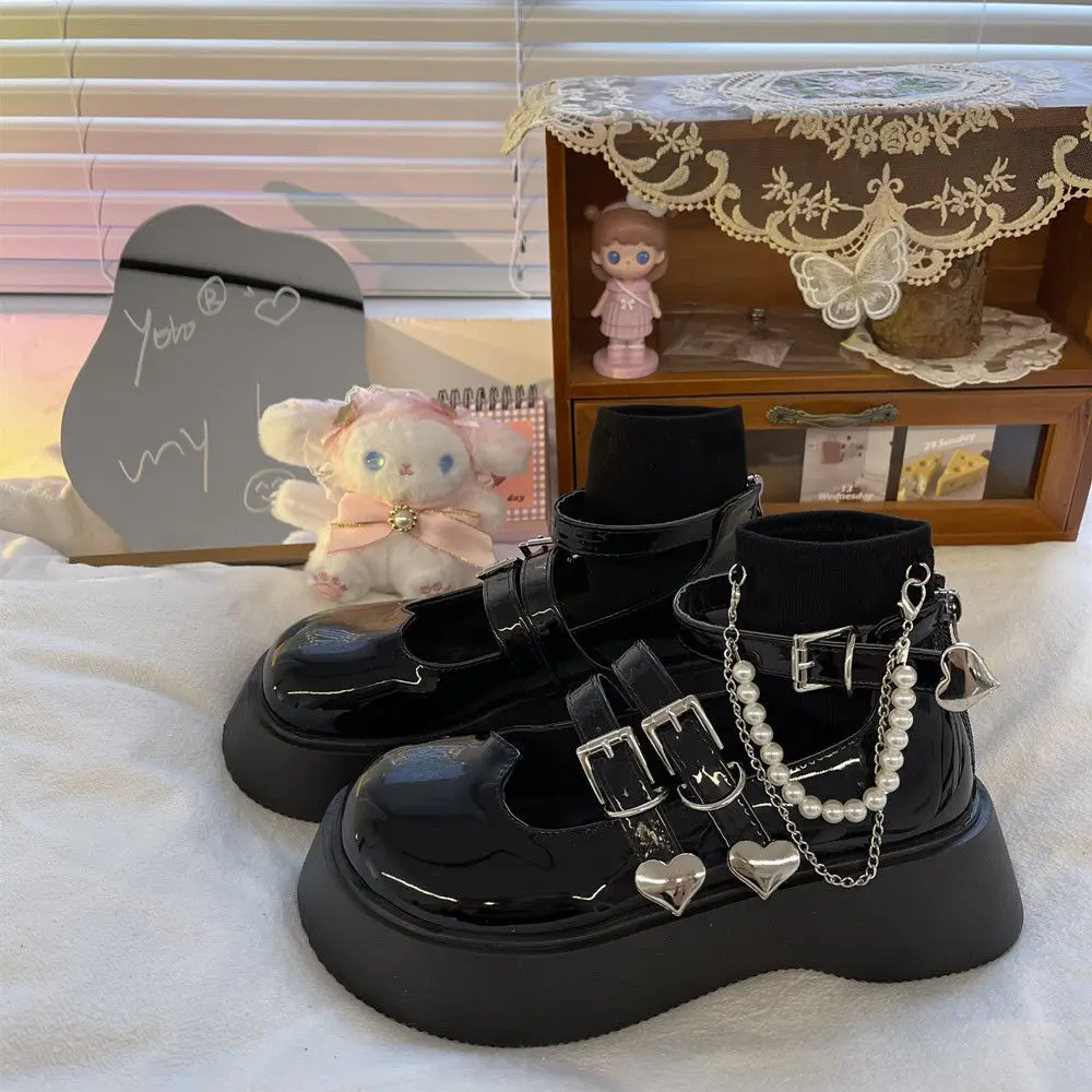 Apanzu Gothic Lolita Shoes Female Diablo Mary Janes Pumps Platform Wedges High Heels women Sweet Punk Cosplay | Обувь