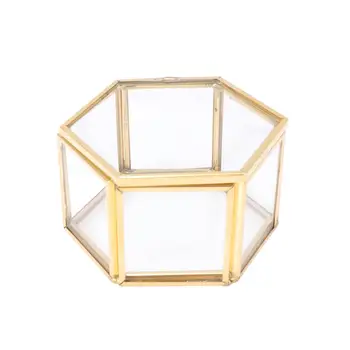 

Hexagonal Jewelry Box Glass Storage Boxes Ring Display Earring Case Jewelry Organizer Minimalist Jewel Case For Women Girls