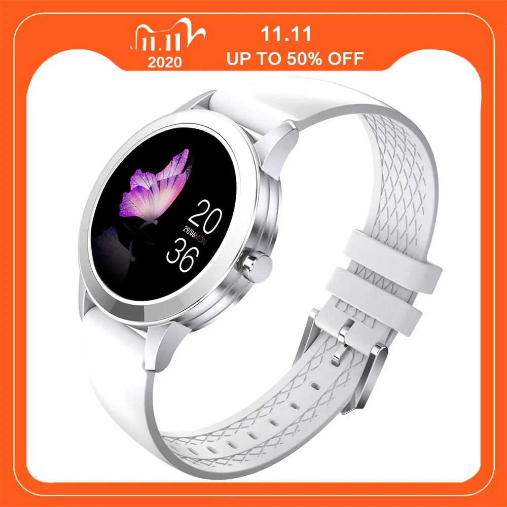 

Leather Band Smart Watch Women Smart Wristwatch with Blood Pressure Heart Rate Monitor Fitness Tracker for iPhone Samsung Huawei