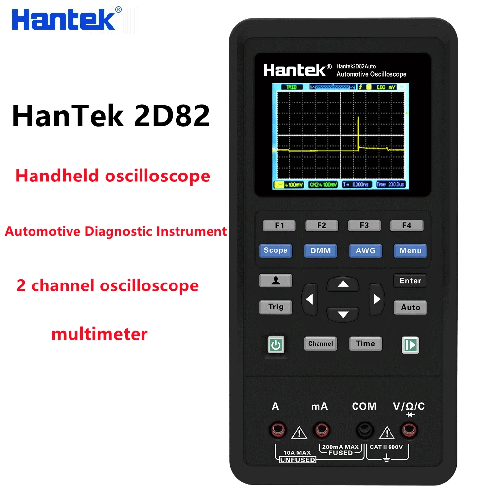 Osciloscopio de diagnóstico automotriz Hantek 4en1 2D82 2 micrómetros 250MSa/s 80 MHz 