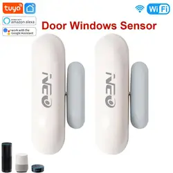 Tuya Smart WiFi Door Sensor Door Open/Closed Detectors Wifi Window Sensor Home Alarm Compatible With Alexa Google Home Tuya APP