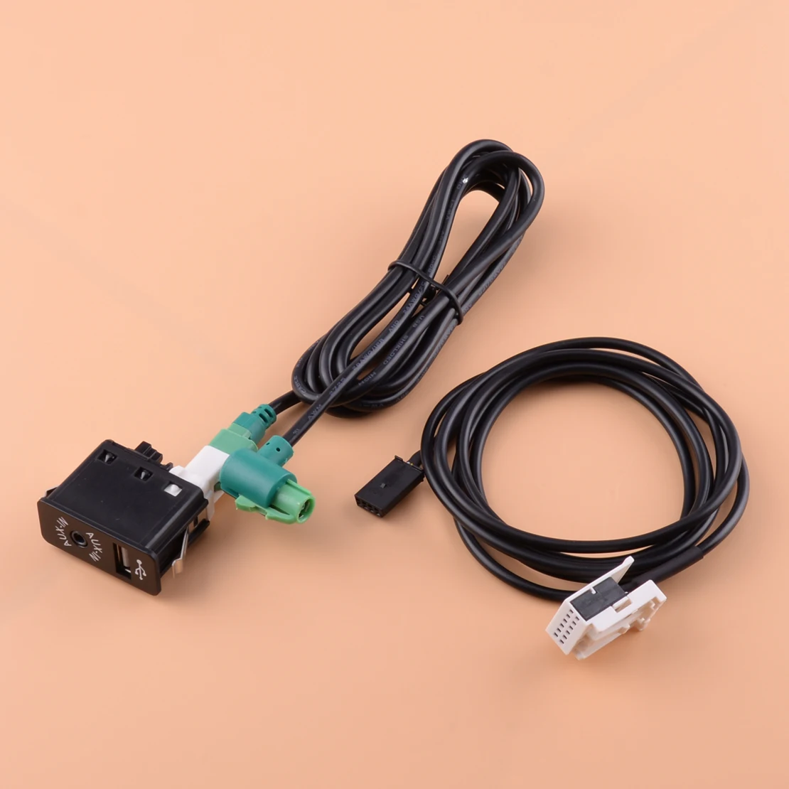 

Black USB Aux Switch Socket Harness Cable Adapter Set Fit For Mini Cooper R50 R52 R53 2001 2002 2003 2004 2005 2006