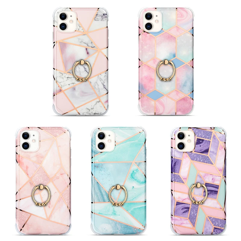 New Design Marble Phone Case With Stand Holder For iphone11 Pro Max 7 8 plus Case Silicon Back Cover