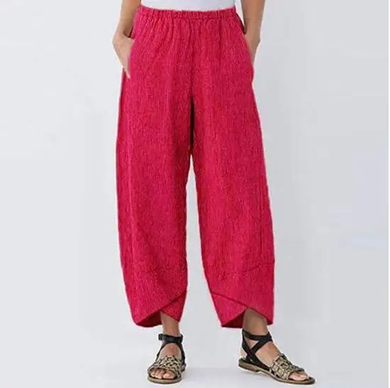 Women Casual Pants Summer Elastic Waist 