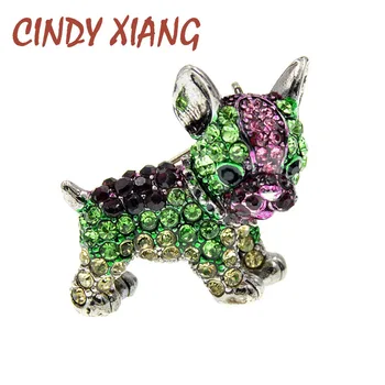 

CINDY XIANG Rhinestone Cute Dog Brooch Vintage Animal Pin Brooches For Women Fashion Jewelry Kids Accessories Puppy Pin