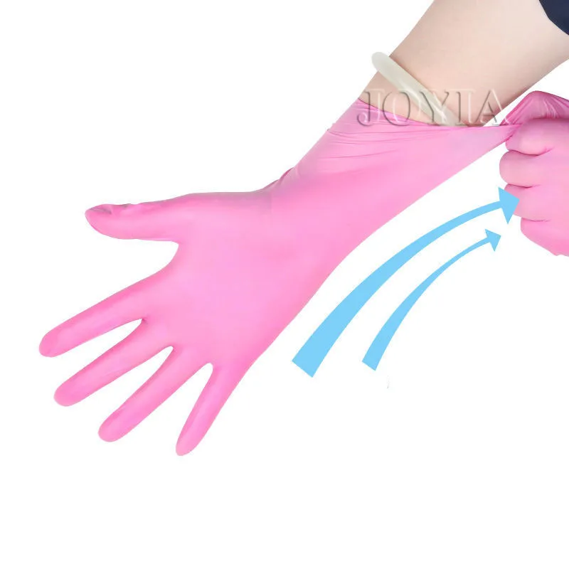 100pcs Disposable Gloves Red Pink Latex Free Woman Female Household Work Elastic Nitrile Vinyl Gloves For Girls