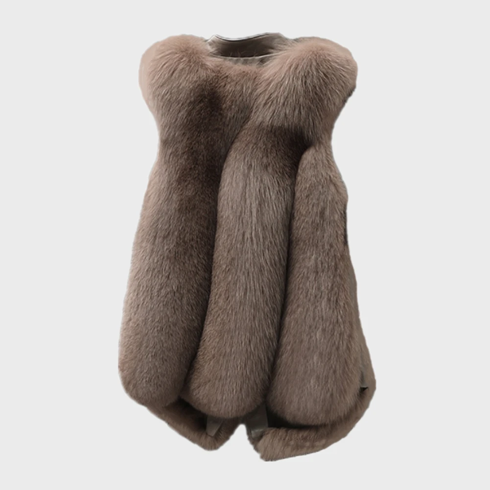 Women Winter Warm Sleeveless Short Faux Fur Vest Coat Luxury Faux Fox Fur Vest Women's Coats Jacket