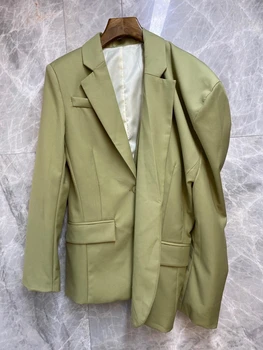 

2020 Early Autumn New Women's Lapel Solid Color Decorative Symmetrical Pocket All-match Loose Cropped Jacket 811