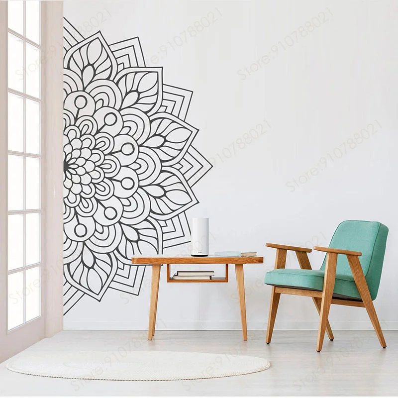 

Creative Home Decor Wall Decals Half Mandala Vinyl Wall Sticker Interior Art Decoration Living Room Headboard Bedroom Mural S388