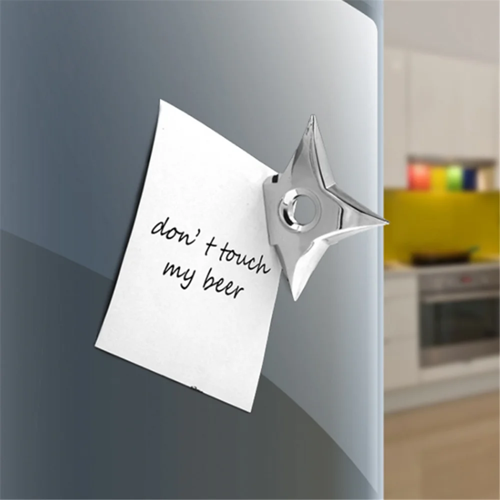 Creative Fridge Magnet Samurai Shuriken Ninja Dart Triangular Five-pointed Star Refrigerator Message Sticker Kids Toy Houseware | Дом и сад
