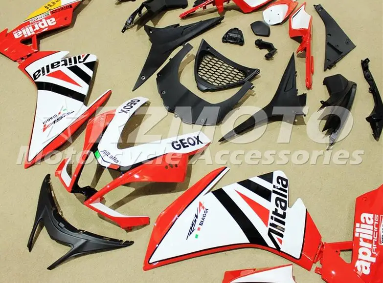 Полный мотоцикл полный комплект обтекателя для Aprilia RSV4 1000 2010 2011 2012 2013 АБС-пластик белого и красного цветов