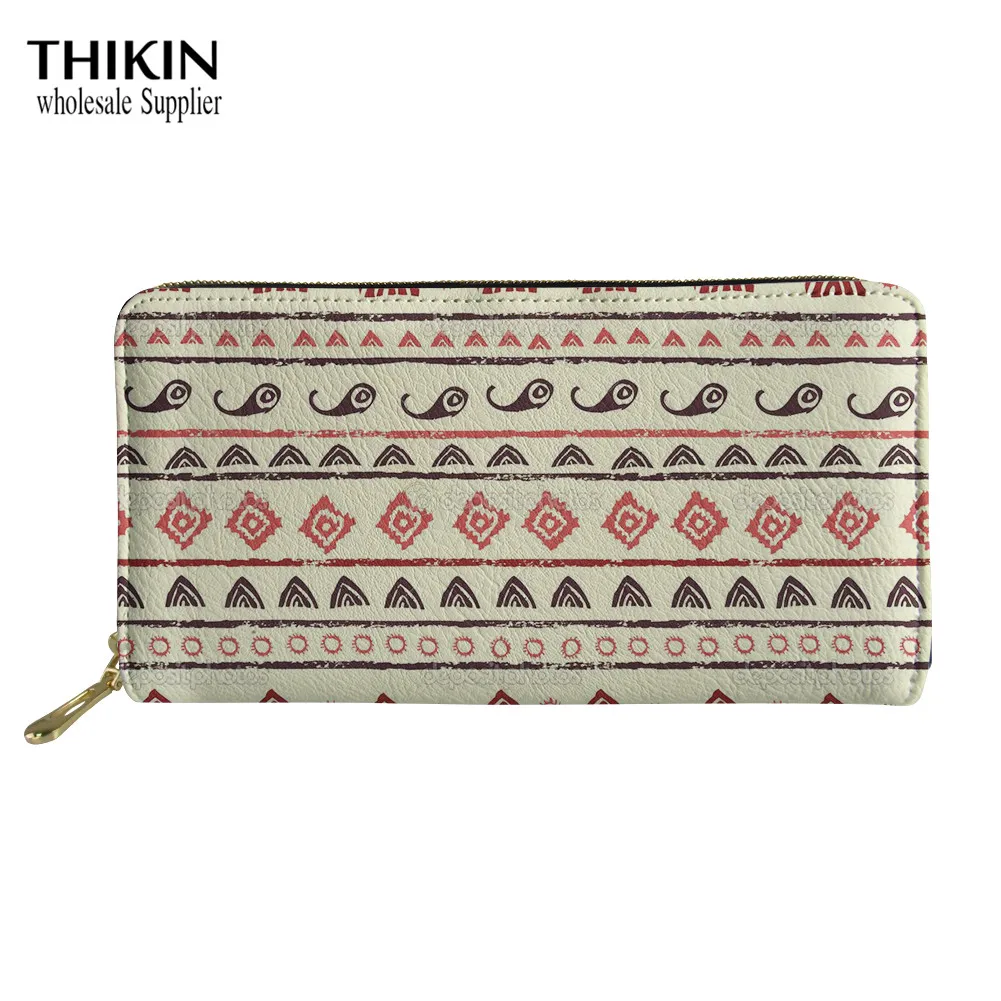 as picture THIKIN Boho стильные длинные кошельки, женский держатель для карт и монет, карман для телефона, лотос, на молнии, вокруг кошелька, сумочка, клатч, кошелек на заказ - Цвет: as picture