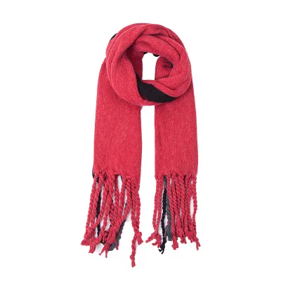 Новинка, осенне-зимний плотный женский шарф-шаль с кисточками, пончо в стиле пэтчворк, большие размеры, пашмины, Женские палантины, бежевые шарфы - Цвет: Красный