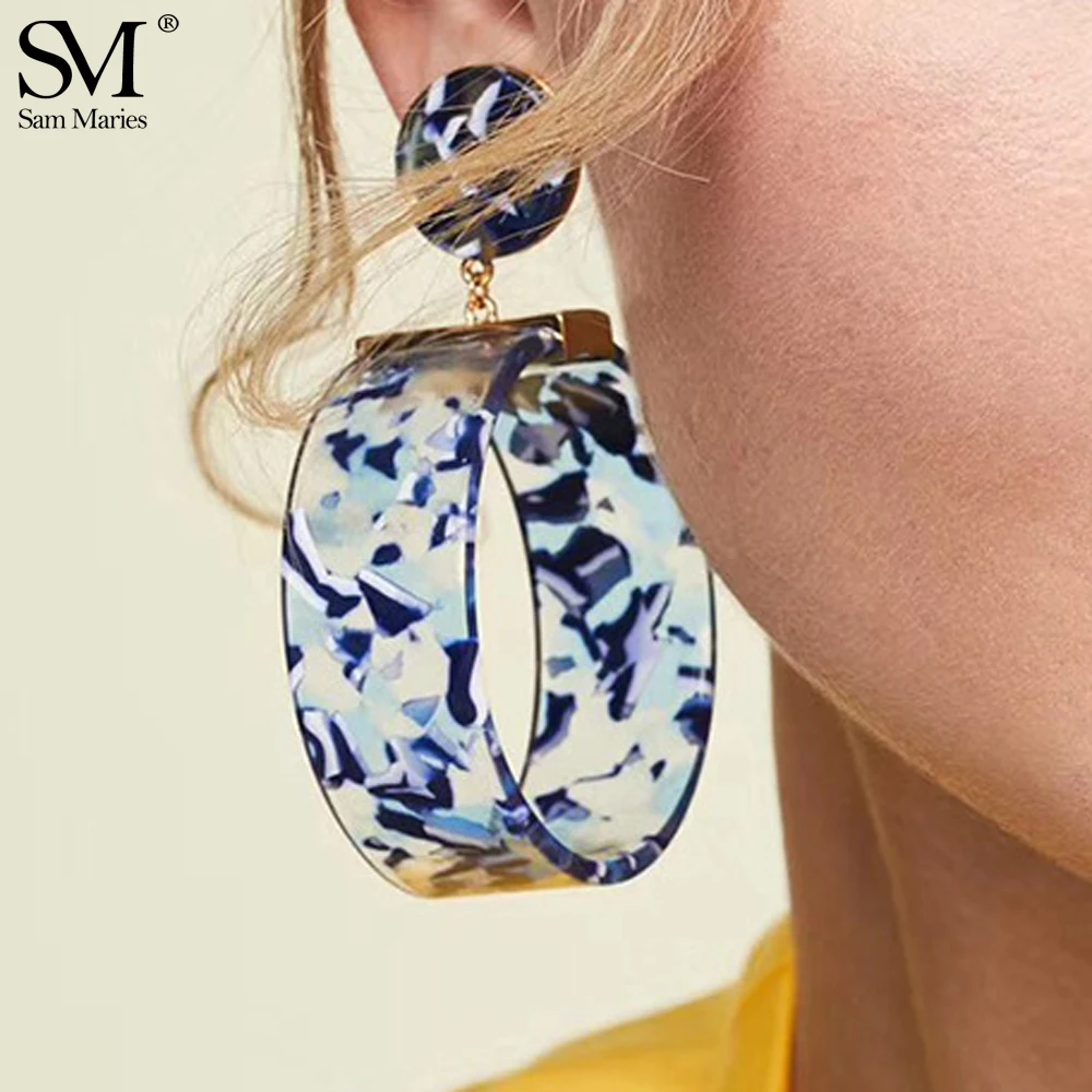 Женские акриловые серьги-подвески Boho большие геометрические серьги из ацетата с