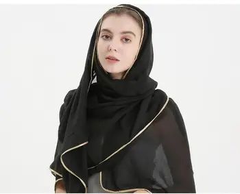 

Z22 10pcs High quality golden sides viscose scarf shawl hijab shinny long wrap cotton maxi headband can choose colors