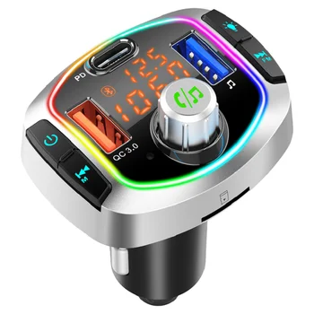 

Car Bluetooth 5.0 FM Transmitter Wireless Handsfree Audio Receiver Auto MP3 Player 2.1A Dual USB Fast Charger Car Accessories 02