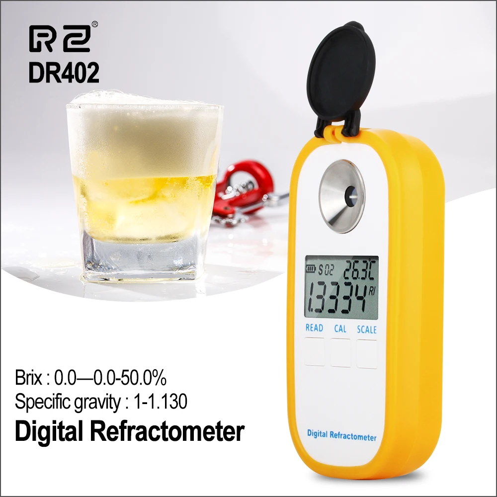 RZ Цифровой рефрактометр пива сусла гидрометр Brix 0-50% измеритель концентрации рефрактометр электронный Винный Спирт тестер