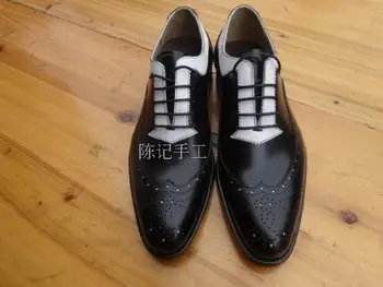 

Men's Shoes Leather Casual Business Calfskin Sole Customize Sapatos Derby Shoes Lace-up Masculino Handmade Customize Black White