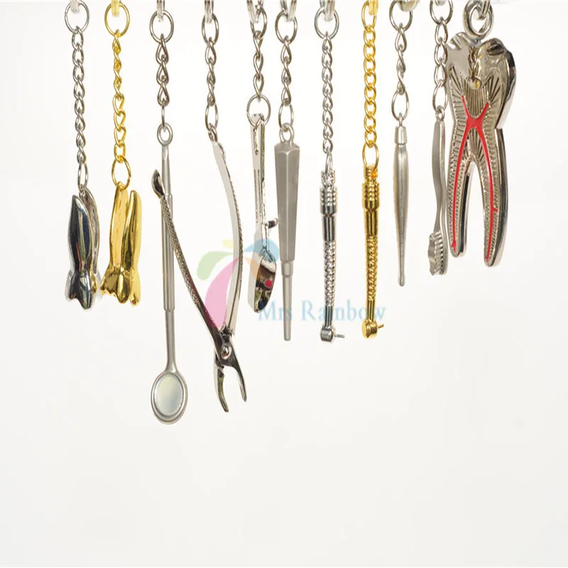 

11/Pcs Dentist Assorted Keychain Fashion Key Chain Tools Stainless Steel Accessories Gifts 11 Types