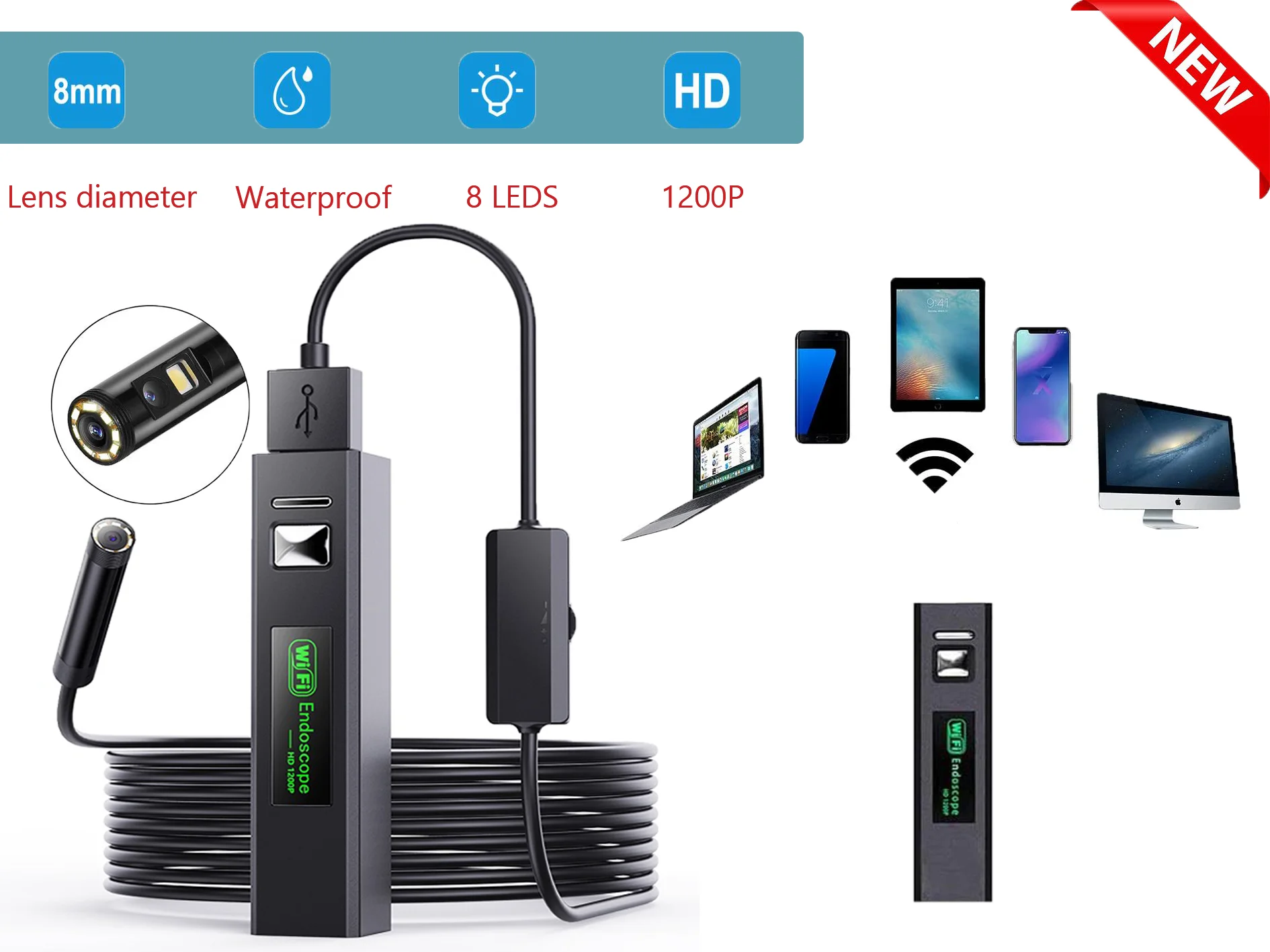 Подводная беспроводная камера-Бороскоп 8 мм 10 м поддержка Wi-Fi | Безопасность и