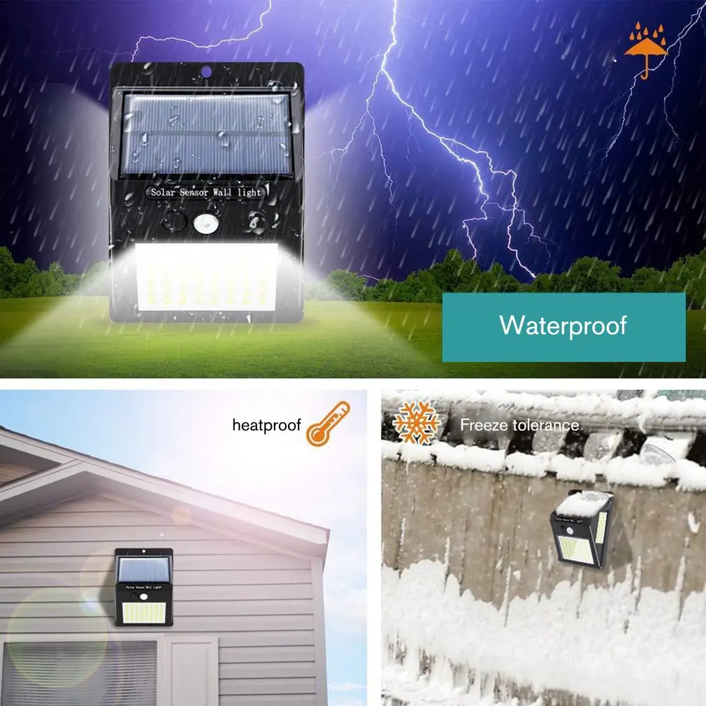 

100 LEDs Solar Light Outdoor Solar Lamp PIR Motion Sensor Wall Light Waterproof Solar Powered Sunlight for Garden Decoration